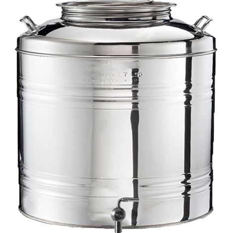 Fusto Contenitore 18/10 per olio e Liquidi Alimentari con Rubinetto girevole a 360° e valvola deflusso rapido e senza sprechi acciaio Made in Italy capienza da 2 a 50 litri - MISURA: 30 LITRI