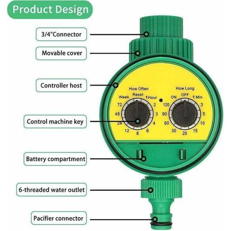 Programmateur D'Arrosage, Arrosage Automatique pour Jardin, Contrôleur D'arrosage à Affichage LED étanche pour Plantes, Pelouse, Jardin, Plantation de Légumes (1/4)