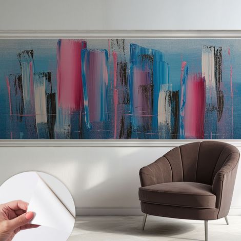 Papier peint adhésif autocollant pour salon chambre à coucher tendance et originale Bandes abstraites 250x104 cm (1/5)