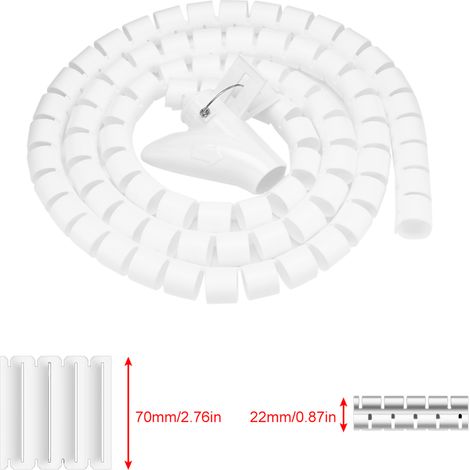 Gaine Spirale Flexible pour Câbles - Organisateur de Fils Blanc 1,5m x 22mm - Protège-câbles et Range-fils (1/3)