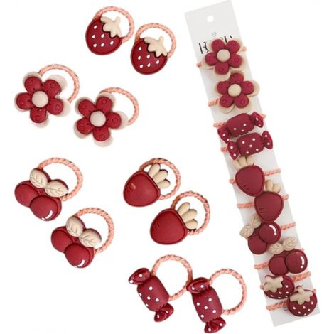 Ecarla Haargummi-Set, 10 Stück, rote Früchte, GUM168 (1/5)