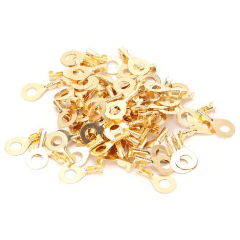 DEESSE SHOP-Xiuganpo Terminal D'anneau D'oeillet en Laiton à Haute Température, Borne D'anneau de Cosse M6 de 100 Pièces pour la Connexion de Câble (1/5)