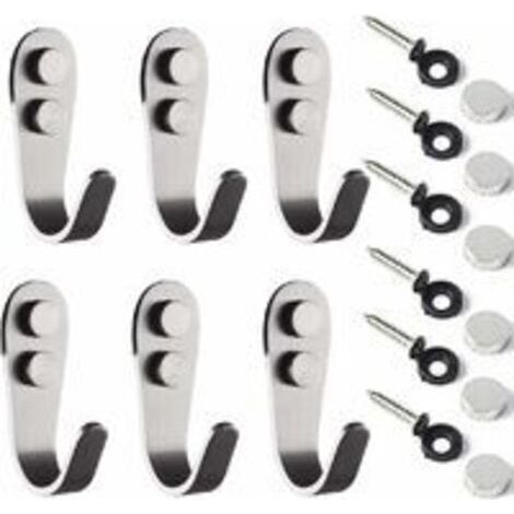 Stainless Steel Coat Hooks, 6 Pieces Wall Hook Towel Holder, Individual Wall Hook Screw-in Coat Hooks for Bathroom Bathrobe Bedroom Wall Mounted, Load 35 kg (1/5)