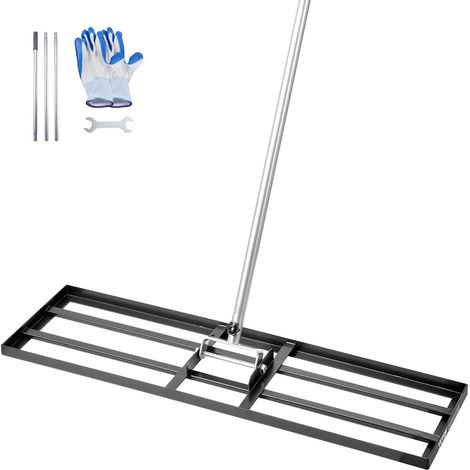 Râteau de Nivellement de Pelouse, 914 x 254 x 2290 mm, Niveleur de Gazon, Manche 2130 mm, en Acier au Carbone Résistant à la Rouille, Outil de Nivellement pour Cour, Terrain de Golf, Jardin (1/5)