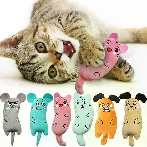 Jouets mignons pour chats, peluche interactive amusante, mini-jouets à l'herbe à chat pour chatons, jouets à mâcher couineurs, accessoires pour animaux de compagnie (1/4)