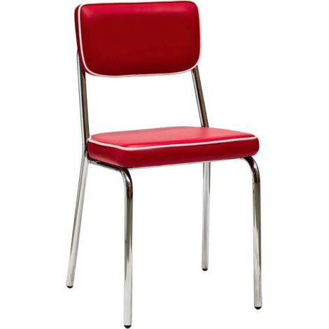 Chaise originale style années 60 - Lot de 2-Rouge (1/5)