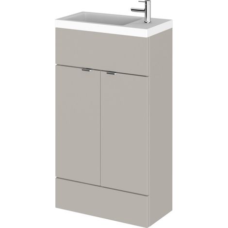 Alrewas Contemporary 2 Door Floor Standing Compact Vanity Unit with Basin, Pebble Grey, 500mm