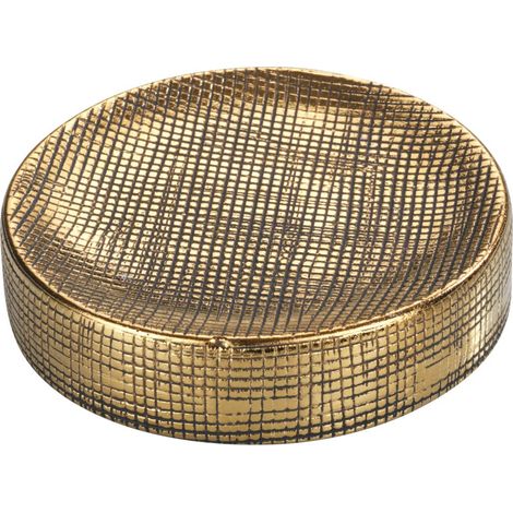 Wenko Portasapone Rivara-Porta saponetta, Dipinto a Mano, Ceramica, Gold, 10 x 2.5 x 10 cm (1/4)