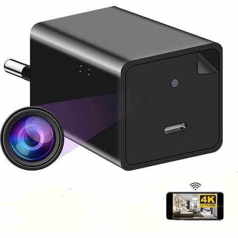 Caméra Espion Chargeur caché 4K - sans Fil Full HD Mini DV 1080P Téléphone WiFi Surveillance de Vision nocturne pour l'enregistrement vidéo Détection de Mouvement Contrôle à distance (1/5)