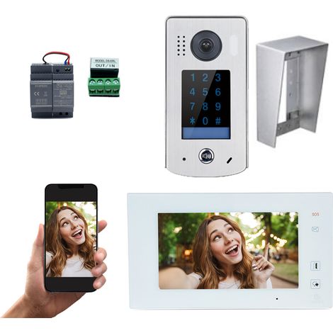 Kit vidéo wifi 7 pouces avec mémoire – Caméra saillie 105° – Clavier à code tactile – Alimentation 24V DC – IP67 pour extérieur – Automatisme Online