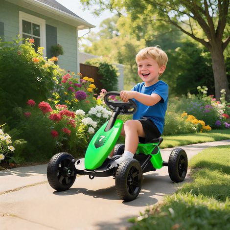 Karting trampoline pour enfants de 2 à 5 ans, avec roues EVA silencieuses, marche avant et arrière, vert (1/5)