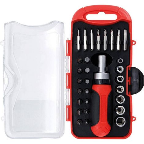Jeu d Embouts et Douilles 30 pcs - Poignée Rotative à Cliquet - Embouts Réversibles, Précision et Confort d Utilisation - D-Work