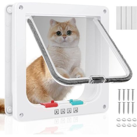 (XL) Chatière pour Chats,Verrouillage à 4 Voies Chatière 28 × 25cm pour Chats et Petits Chiens de circonférence,Chatiere pour Chat Isolante (1/5)