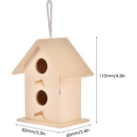 Maisonnette à oiseaux en bois suspendue niche à oiseau pour jardin extérieur déco (1/3)