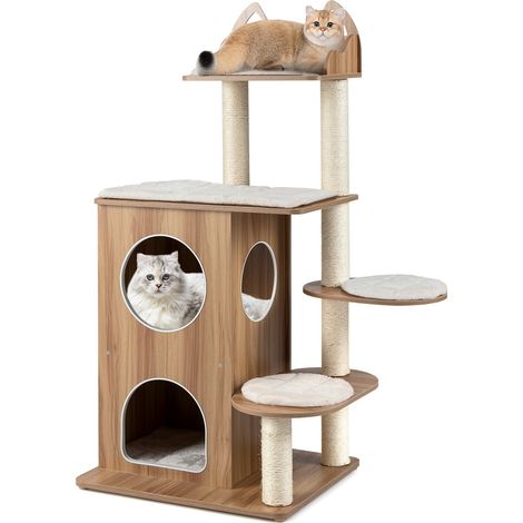 Albero per gatti da 122 cm con struttura a 2 piani e pali in sisal