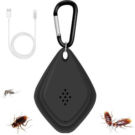 Répulsif Moustique Ultrason Tueur Électronique Anti-Moustique Chargement USB, Pratique et Portable pour Anti-Insecte Anti-Moustique(Noir)2pcs (1/5)