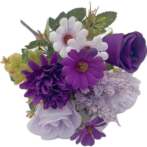Bouquet de Roses Artificielles, Fleurs en Soie, Décoration de Mariage Élégante, VIOLET (1/2)