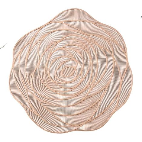 6pcs set Rose PVC haute température résistant à la chaleur sous - verres bols pad lavable à l'eau isolation thermique pad Home Restaurant léger et luxueux tapis de repas (sous - verres 10cm / or rose) (1/5)