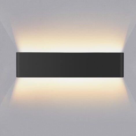1 Pack Applique Murale Interieur LED Noir 31cm Lampe Murale 3000K Blanc Chaud Moderne Up Down Appliques Murales 12W Luminaire Mural pour Chambre Salon Escalier Couloir (1/5)
