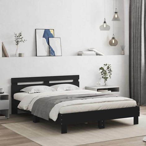 Cadre de lit LED RGB noir avec sommier à lattes 140 x 200 cm sans matelas - PANGIVO (1/5)
