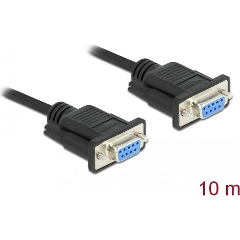 Cable serie RS-232 D-Sub 9 hembra a hembra de módem nulo con carcasa de enchufe estrecha - control automático CTS / RTS - 10 m