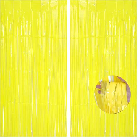 Rideaux à franges macaron jaune, lot de 4, 1m×2m chacun, fond décoratif pastel pour anniversaire, remise de diplôme, Halloween (1/5)