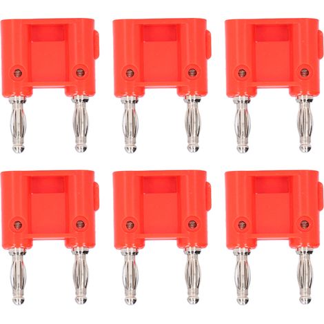 Packung mit 10 PE-Messing-Bananensteckern (2-Wege), Doppelbananenstecker für elektronische und Kfz-Instrumente, rot (1/5)