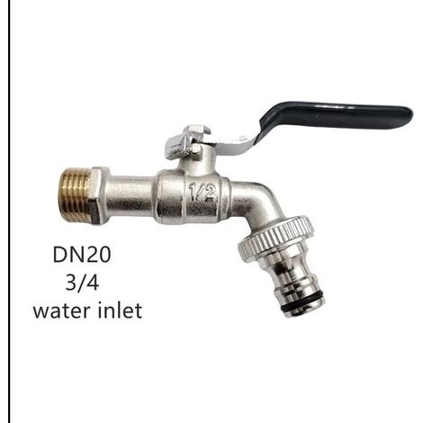 Robinet de jardin extérieur (DN20, poignée noire), antigel, double commande, en cuivre, pour lave-linge et évier de jardin 1/2". (1/4)