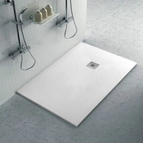 Piatto doccia 80x110 filo pavimento in resina Karen bianco pietra (1/5)