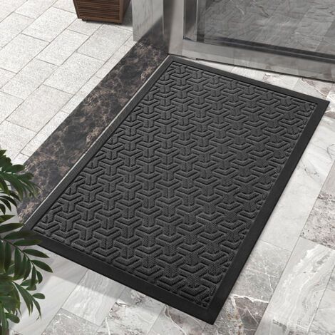 Tapis de Porte, 4575cm, Noir Gris, Tapis d'Entrée Absorbant Intérieur et Extérieur, Paillasson Imperméable et Lavable
