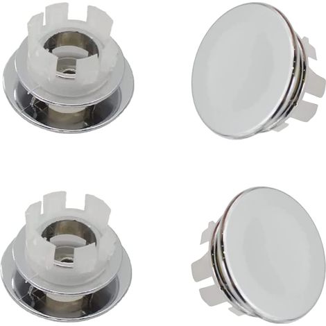 Lot de 4 cache-trous ronds chromés pour lavabo de salle de bain - Pour la maison, l'évier, la salle de bain, la cuisine (argent) (1/5)