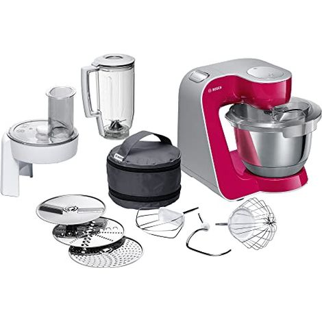 Bosch MUM5 Impastatrice Planetaria - Robot da Cucina Multifunzione, 1000 W, 7 Velocità, Ciotola in Acciaio Inox da 3,9 l, Gancio Impasti Duri, Fruste per Impasti Morbidi e per Montare, Taglierina (1/4)