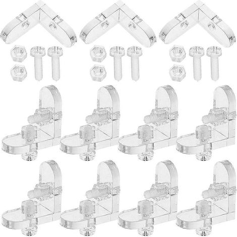 15 équerres d'angle transparentes en acrylique pour vitrines et présentoirs. Connecteur pour boîte d'exposition. (1/3)