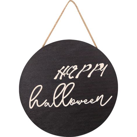 Panneau D Accueil Halloween - Panneau En Bois Ronde 28 X 28 Cm - Décoration De Porte D Entrée - 1 Pièce (1/5)