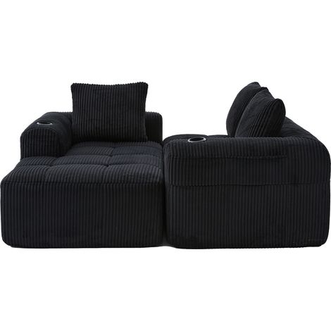 Divano modulare in velluto a coste nero MODENUIT (1/5)