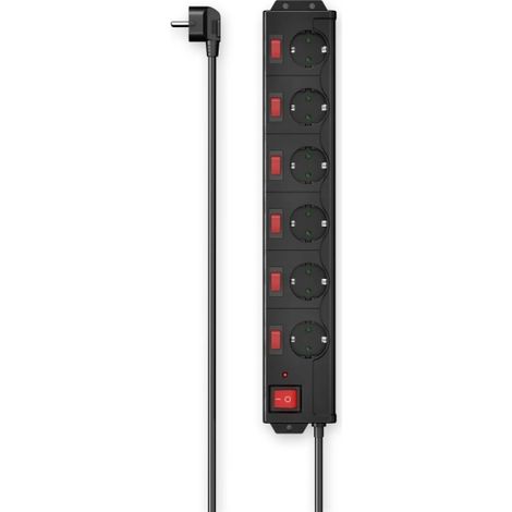 Regleta multienchufe Hama con 6 tomas, diseÃ±ada para ofrecer una soluciÃ³n prÃ¡ctica y segura para conectar mÃºltiples dispositivos elÃ©ctricos en un