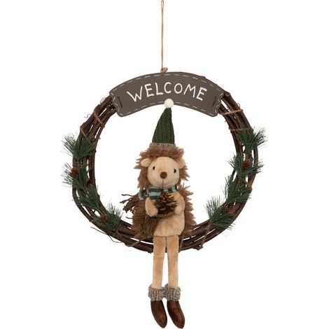 Couronne de Noël avec Hérisson bicolore et déco D 33 cm - Feeric Christmas (1/4)