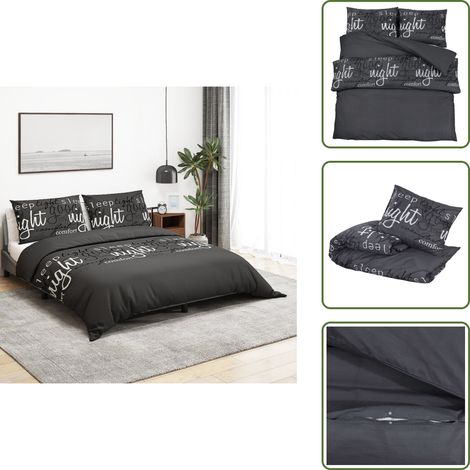 Ensemble de housse de couette Noir 260x240 cm Coton - Housses De Couette - Linge De Lit - Literie - Drap Housse - Coton (1/5)