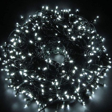 8m 200 LED Cool White Fairy String Lights with Green Cable, 8 Modes, Mains Powered, Memory and Auto Timer (1/5)