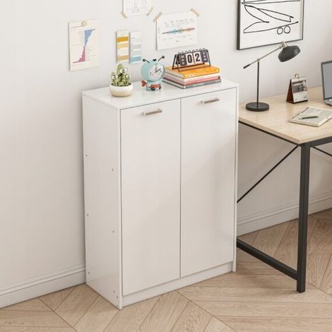 Office Loft zweitüriges Bücherregal mit Regalen geräumig freistehend weiß 108 cm (1/2)