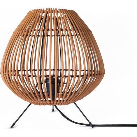 Paco Home Rotin Suspension Salon Lampe À Poser Boho Lampe En Cage Table De Chevet Métal Beige (Ø31 cm), Lampe de table - Type 3 (1/4)