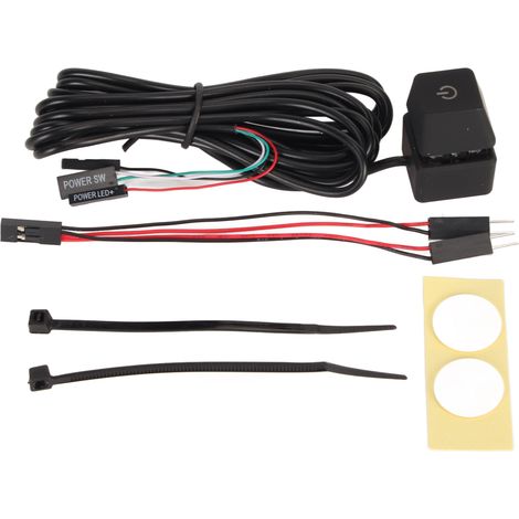 Interrupteur d'alimentation PC, bouton mécanique rétroéclairé bleu, compatible Plug and Play, pour ordinateur de bureau, bureau et jeux, avec câble de 2 m (6,6 pieds).