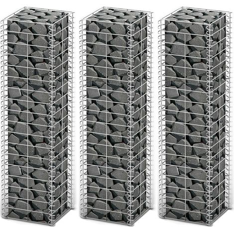 vidaXL Set Gabbione 3 pz in Filo Zincato 25 x 25 x 100 cm (1/4)