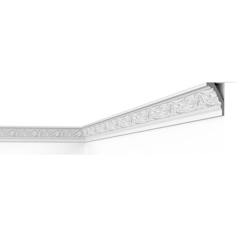 Moulure de plafond en polystyrène expansé 80 x 50 x 2000 – Écologique et recyclable – Finition peignable – 1 pièce – Decoflair