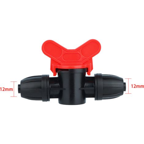 Lot de 2 Vannes d'Arrêt à Passage Droit avec Verrouillage, Robinet Quart de Tour 8/12 mm avec Poignée Rouge