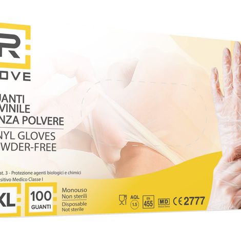 RMove 1Conf. da 100pz Tg.XL - Guanti Vinyl Clear Uso Medico Senza Polvere
