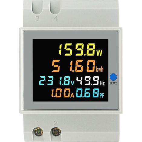 Einphasiger digitaler Stromzähler AC 40–300 V 100 A, kWh-Wattmeter mit Voltmeter und Amperemeter, für DIN-Schiene (1/5)