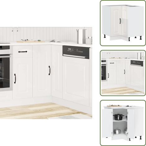 Küchen-Eckunterschrank Kalmar Hochglanz-Weiß Holzwerkstoff - Kücheneckunterschrank - Kücheneckunterschränke - Eckunterschrank - Küchen-Eckunterschrank (1/5)