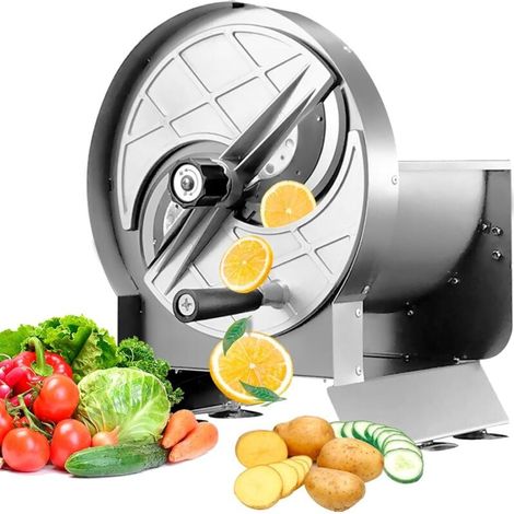 Affettatrice manuale per verdure, taglia frutta professionale, taglia cipolle e pomodori in acciaio inox, spessore regolabile da 0 a 13 mm per patate, limoni, arance, carote, cavoli. (1/5)