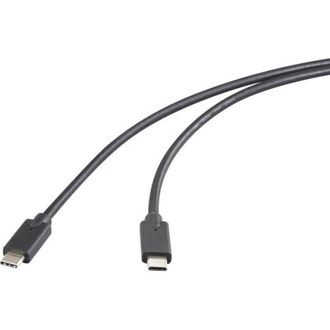 High-speed 20 Gbps USB-C cable – 0.5 m, black, flexible TPE jacket – Model RF-5501100 for fast data transfer and charging (1/4)
